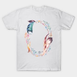 Image: Watercolor, Feather wreath T-Shirt